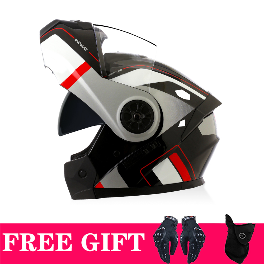 Full Face Motorcycle Helmet With Bluetooth - Viseiras duplas capacete bluetooth modular rosto